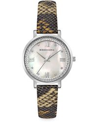 BCBGMAXAZRIA Bg6344 With Grey Satin Leather Strap Watch in Grey Womens Mens Accessories Mens Watches 