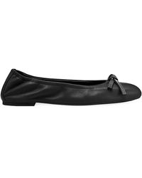 Stuart Weitzman - Embellished Bow Leather Ballet Flats - Lyst