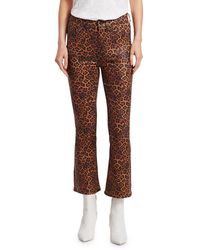7 For All Mankind Women's High-rise Leopard Slim-fit Kick Flare Jeans - Coated Black Penny Leopard - Size 31 (10) - Brown