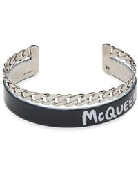 McQueen - Logo Open Cuff Bracelet - Lyst