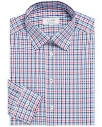 Eton of Sweden Contemporary-fit Plaid Cotton Poplin Dress Shirt - Blue