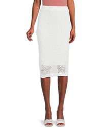 Donna Karan Crochet Midi Pencil Skirt - White