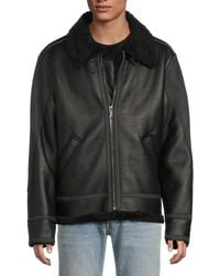 Karl Lagerfeld - Faux-Fur Lined Faux Leather Flight Jacket - Lyst
