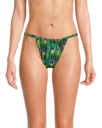WeWoreWhat - Adjustable Ruched Peacock-Print Bikini Bottom - Lyst