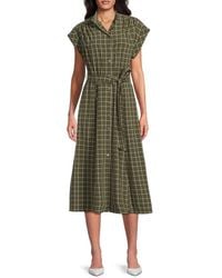 Calvin Klein - Checked Belted Midi Shirtdress - Lyst
