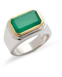 Effy - Two Tone Sterling Silver & Green Onyx Ring - Lyst