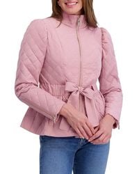 Kensie - Puff Sleeve Quilted Belted Jacket - Lyst