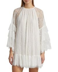 Alice + Olivia - Delia Lace Ruffled Tunic Minidress - Lyst