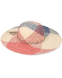 La Fiorentina - Check Straw Sun Hat - Lyst