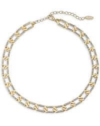 Ettika - Flat Crystal & Gold Chain Necklace - Lyst
