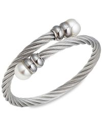 Eye Candy LA - Luxe Sibelle Titanium & Simulated Pearl Cuff Bracelet - Lyst