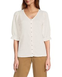 Design History - Textured Puff-Sleeve Top - Lyst