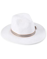 Cole Haan - Ivory Striped Band Paper Fedora - Lyst