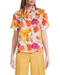 Karl Lagerfeld - Floral Button-Up Blouse - Lyst