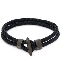 Saks Fifth Avenue Link Up Leather Toggle Bracelet - Black