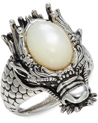Effy Sterling Silver, Mother-of-pearl & Black Spinel Dragon Ring - White