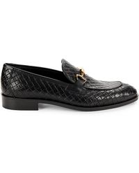 Class Roberto Cavalli - Woven-embossed Leather Bit Loafers - Lyst