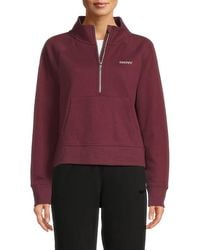 DKNY - Mini Stud Logo Cotton-blend Half-zip Sweatshirt - Lyst