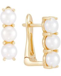 Saks Fifth Avenue - 14k Yellow Gold & 5-5.5mm Cultured Freshwater Pearl Huggie Earrings - Lyst