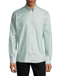 Bugatchi Mens Fitted Long Sleeve Gridlock Design Cotton Shirt
