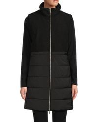 Calvin Klein - Faux Fur Quilted Longline Zip Vest - Lyst