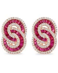 Effy - 14K, Ruby & 0.85 Tcw Diamond Earrings - Lyst