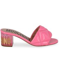 Moschino - Quilted Faux Patent Leather Sandals - Lyst