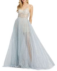 off white ruffle mesh gown