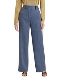 If Only Studio - Herringbone Linen-Blend Wide-Leg Pants - Lyst