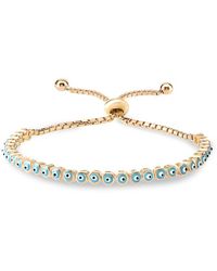 Gabi Rielle 14k Gold Vermeil & Blue Enamel Evil Eye Slider Bracelet