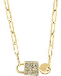 Effy - 14k Yellow Gold & 0.14 Tcw Diamond Lock & Key Pendant Necklace/17" - Lyst