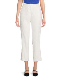 Calvin Klein - Straight Leg Linen Blend Cropped Pants - Lyst