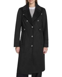 Kenneth Cole - Military Wool Blend Overcoat - Lyst