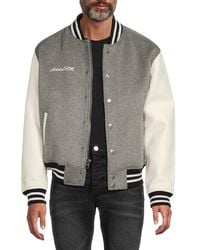 Avirex - Leather Sleeve Varsity Jacket - Lyst