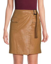 Mini Faux-leather Skirt Faux-wrap Lyst | Klein Black Calvin in