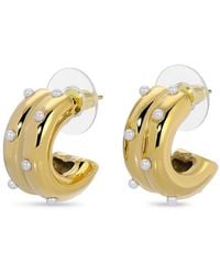 Eye Candy LA - Luxe Iris 14K Goldplated & Faux Pearl Huggie Cuff Earrings - Lyst