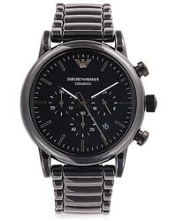 Emporio Armani - Black Stainless Steel Chronograph Bracelet Watch - Lyst