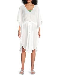 AREA STARS - Summer Breeze Sheer V-Neck Cover-Up Dress - Lyst