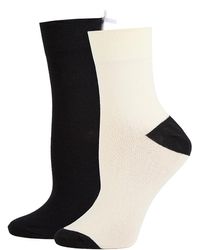 Memoi - 2-Pack Contrast Heel Bow Crew Socks - Lyst