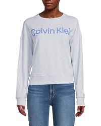 Calvin Klein Logo Dropped Shoulder Sweatshirt - Purple