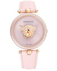 Versace 39mm Medusa Stainless Steel & Leather Strap Watch - Pink