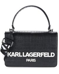 Karl Lagerfeld - Simone Croc Embossed Satchel - Lyst