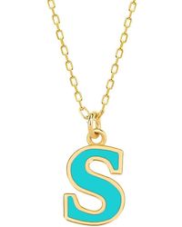 Gabi Rielle Love In Bloom 14k Gold Vermeil Sterling Silver & Enamel Initial A Necklace - Blue