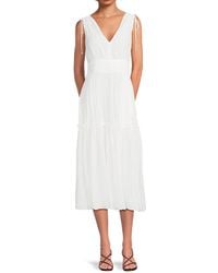 Tommy Hilfiger - Tie-Strap V-Neck Midi-Dress - Lyst