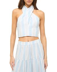 STAUD - Kai Striped Cotton Halter Top - Lyst