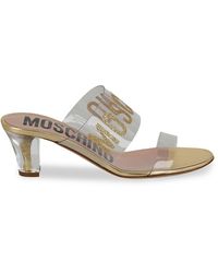 Moschino - Glitter Logo Sandals - Lyst