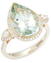 Effy - 14k Yellow Gold, Green Amethyst & Diamond Ring/size 7 - Lyst