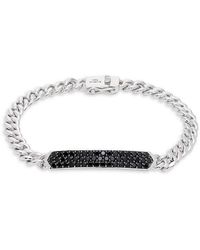 Effy - 925 Sterling Silver & Black Spinel Bar Pendant Chain Bracelet - Lyst