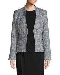 calvin klein satin stripe roll cuff long open front jacket