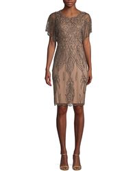 Adrianna Papell Embellished Mini Sheath Dress - Natural
